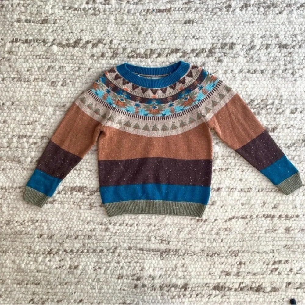 Souris NWT Mini Fair Isle Marled Textured Knit Sweater, Size 5 - Picture 1 of 7